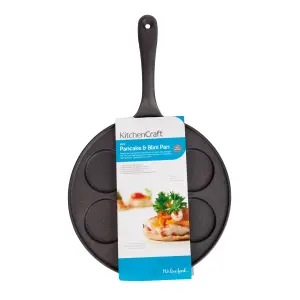 KitchenCraft Pancake Pan 7 Flat Hole Blinis Non-Stick Mini Pan Crepe Maker