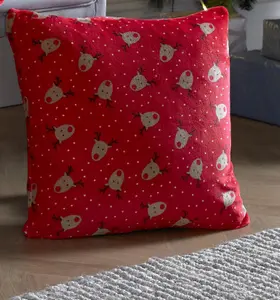 Rudolph 18" Fleece Christmas Cushion