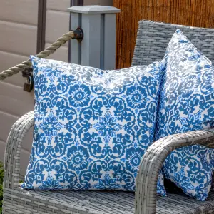 Gardenwize Pair of Outdoor Garden Sofa Chair Furniture Scatter Cushions- Kaleidoscope Blue