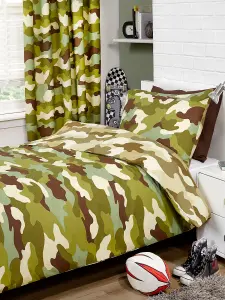 Army Camouflage Reversible Single Duvet Cover and Pillowcase Set