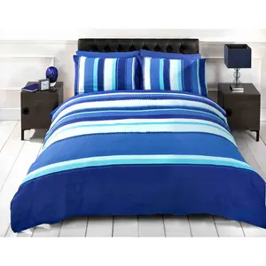 Stripe 132 TC Duvet Cover Set Blue / Single Duvet Cover + 1 Standard Pillowcase