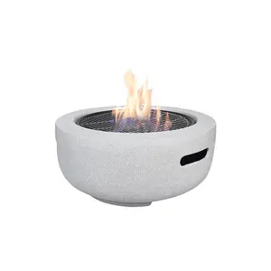 Field & Flame Dahlia Wood Burning BBQ Fire Pit in Concrete Grey 26745