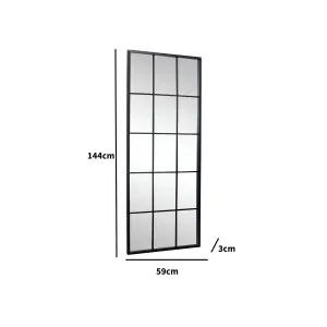 Melody Maison Extra Large Matt Black Window Mirror 144cm x 59cm