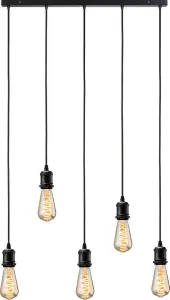 Luminosa Knightsbridge CALLA - 230V E27 Vintage 5 Light Bar Pendant - Matt Black - CALVI5BMB