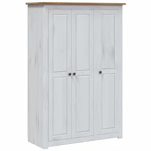 3-Door Wardrobe White 118x50x171.5 cm Pine Panama Range