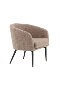 Fluffy Brown Boucle Upholstery  Armchair, Brown