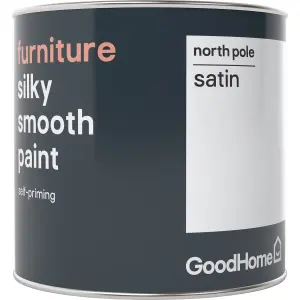 GoodHome North pole (brilliant white) Satin Furniture paint, 500ml