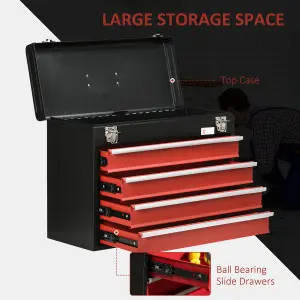 DURHAND Lockable 4 Drawer Tool Chest with Ball Bearing Slide Drawers Black