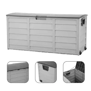 112cm W Waterproof Lockable Outdoor Garden Storage Box With Lockable Lid, Light Grey