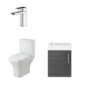 Saint Cloakroom Set - Wall Hung Vanity Basin Unit, Toilet Pan, Cistern, Seat & Mini Basin Tap - Anthracite/Chrome - Balterley