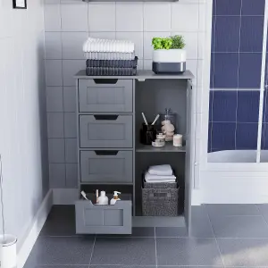 Hayle Matt Grey Freestanding Single Bathroom Drawer cabinet (H) 810mm (W) 600mm