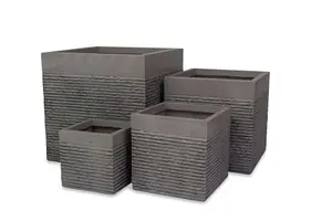 Primrose Garden Light Grey Fibrecotta Brick Square Planter Pot Large 40cm