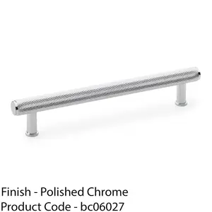 Knurled T Bar Pull Handle - Polished Chrome - 160mm Centres Premium Drawer Door