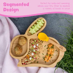 Bamboo Rabbit Baby Weaning Plate & Fork Set - Beige