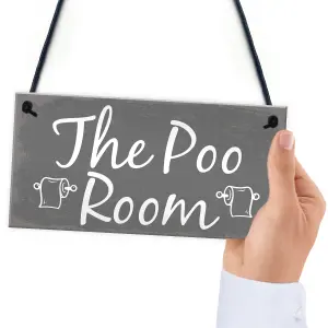 Red Ocean The Poo Room Shabby Chic Bathroom Toilet Loo Plaque Funny Novelty Decor Door Sign