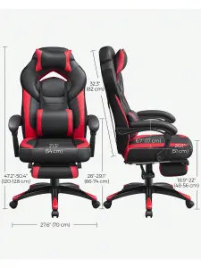 SONGMICS Gaming Chair, Office Racing Chair With Footrest, Desk Chair, Ergonomic Design, Adjustable Headrest, Lumbar Support