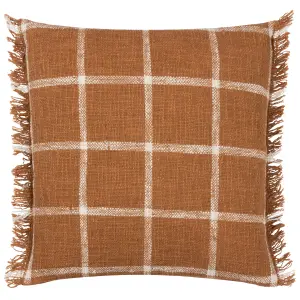 Yard Beni Check Fringed Feather Filled Cushion