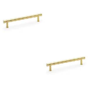 2 PACK - Bamboo T Bar Pull Handle - Satin Brass 160mm Centres SOLID BRASS Drawer Door