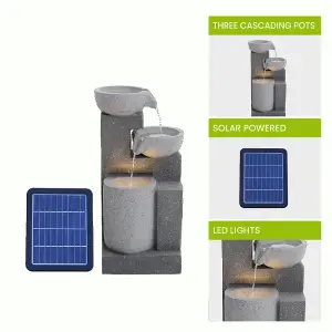 Outdoor Solar Power Garden Water Feature with LED Lights 72cm