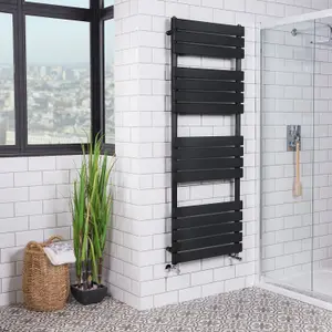 Nes Home 1600 X 600 mm Matte Black Flat Panel Towel Radiator