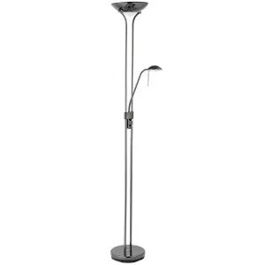 Mother & Child Floor Lamp Black Chrome 1.8m Twin Light Dimmer Flexible Reading