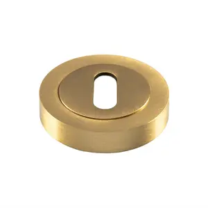 50mm Lock Profile Round Escutcheon Concealed Fix Satin Brass Keyhole Cover