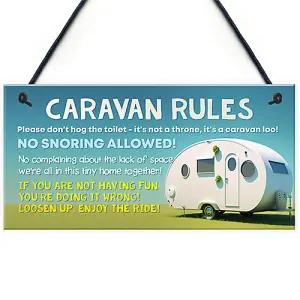 Red Ocean Funny Caravan Rules Sign - Novelty Caravan Decor Accessories - Hanging Novelty Sign - Caravan Lover Gifts For Men Women