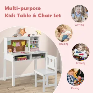 Costway Kids Desk and Chair Set Wooden Children Study Table &Chair Writing Table Set