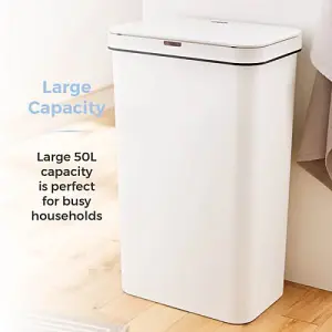 Tower 50L Rectangular Sensor Bin - White