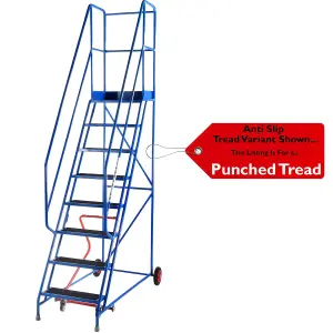 8 Tread Mobile Warehouse Stairs Punched Steps 3m EN131 7 BLUE Safety Ladder