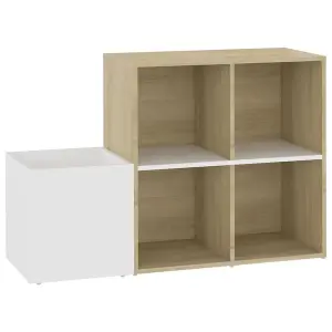 Berkfield Hall Shoe Cabinet White and Sonoma Oak 105x35.5x70 cm Engineered Wood