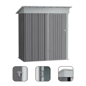 5 x 3 ft Pent Metal Shed Garden Storage Shed with Lockable Door ,Grey