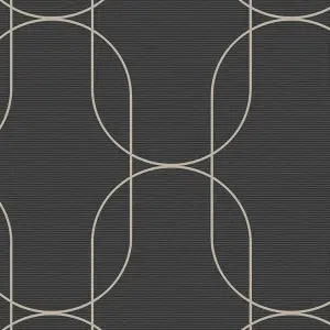 Superfresco Eternity Geometric Black/Gold Wallpaper