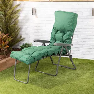 Alfresia Sun Lounger, Charcoal Frame with Green Classic Cushion