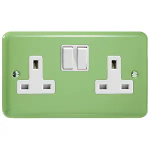 Varilight 2-Gang 13A Double Pole Switched Socket Beryl Green