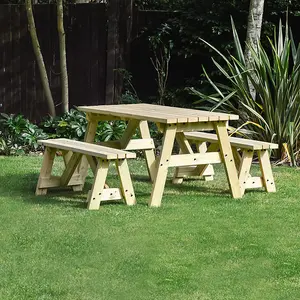 Oakham 4ft Picnic Table and Bench Set - L122 x W91 x H72 cm - Light Green