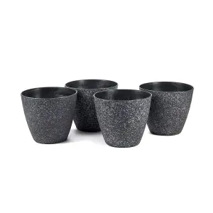 Pack of 4 Granite effect textured Planters maintance free indoor or out H24 x 27cm Dia