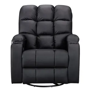 WestWood Leather Massage Recliner Chair Sofa Rocking Swivel Armchair Remote Control Black