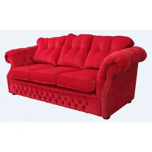 Chesterfield 3 Seater Rouge Red Fabric Sofa Settee Bespoke In Era Style