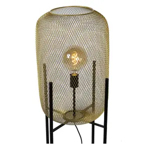 Lucide Mesh Vintage Floor Lamp 35cm - 1xE27 - Matt Gold, Brass