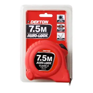 Dekton Hi Vis Red Soft Grip Autolock Tape Measure