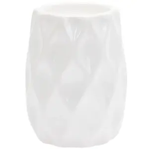 Minimalistic Wave Pattern Ceramic Pot Candle - White