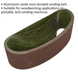 High-Quality 10 Pack Sanding Belts - 100mm x 610mm, 100 Grit Aluminium Oxide