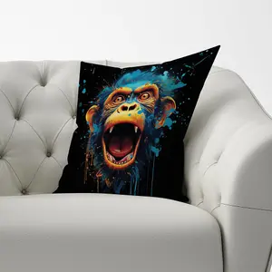 Crazy Monkey face Splashart Cushions 60cm x 60cm