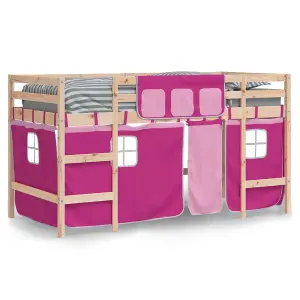 Berkfield Kids' Loft Bed with Curtains without Mattress Pink 90x190cm