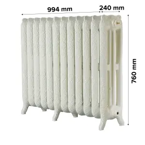 Arroll Montmartre Cream 3 Column Radiator, (W)994mm x (H)760mm