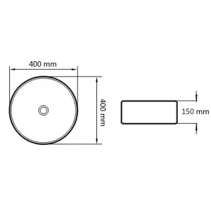 Berkfield Basin Ceramic Round Black 40x15 cm