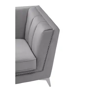 Interiors by Premier Hansa Three Seat Grey Velvet Sofa