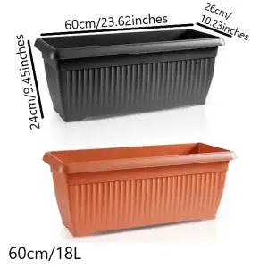 Balcony box Trough Plant Pot Plastic Bel Garden Patio Planter Terracotta 60cm