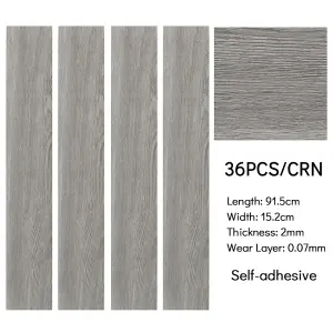 Set of 36 Self Adhesive Plank PVC Flooring Rustic Style Waterproof Wood Grain Flooring Covering 5m²